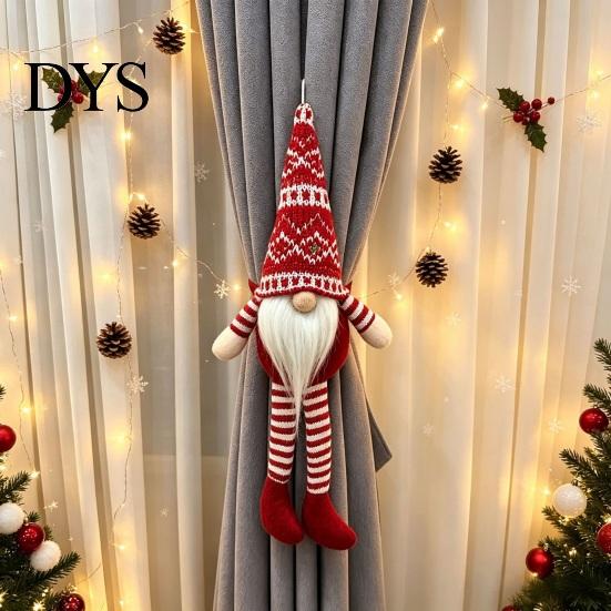 Plush Curtain Holders Christmas Gnome Buckle, Scandinavian Santa Doll Tiebacks, Window Decorations Faceless Dwarf Holdback Fastener for Holiday
