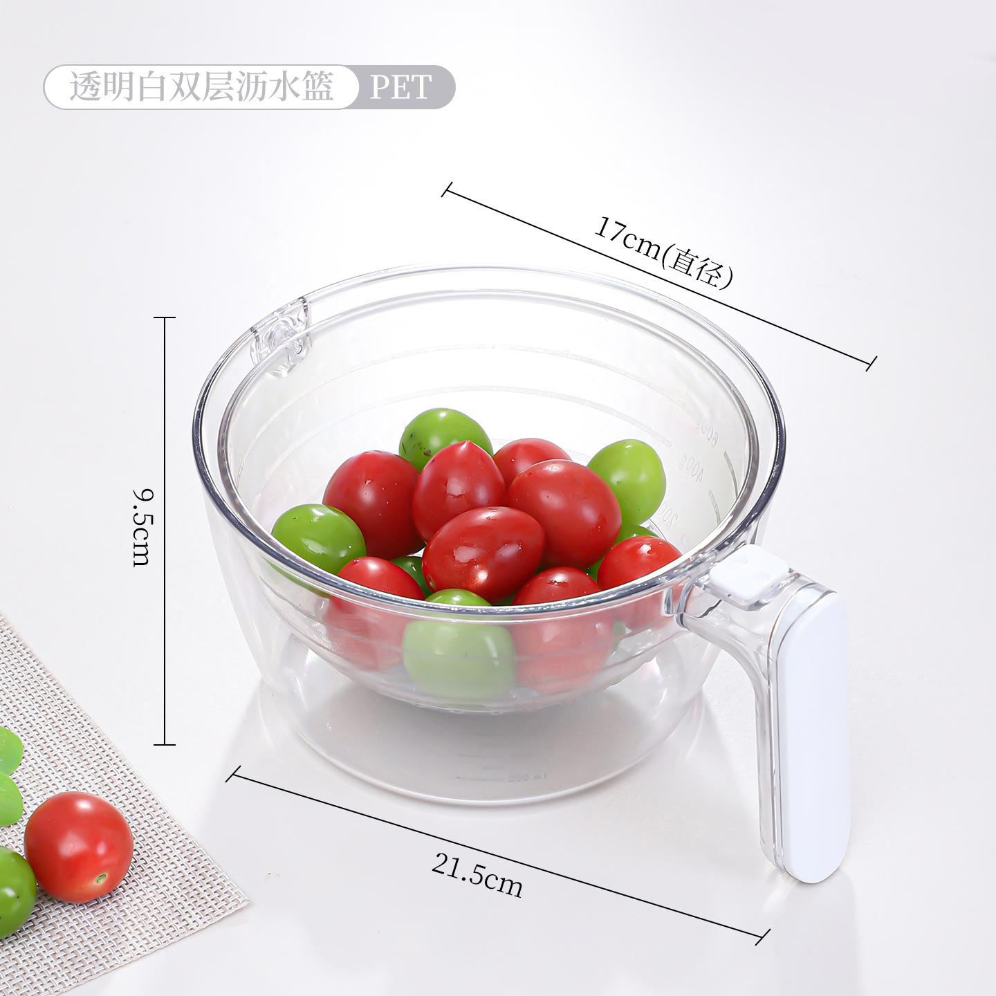 Manual PP Plastic Kitchen Colander Multi-Purpose Drain Basket for Rice Washing Pasta Straining Fruit Vegetable Sustainable Easy