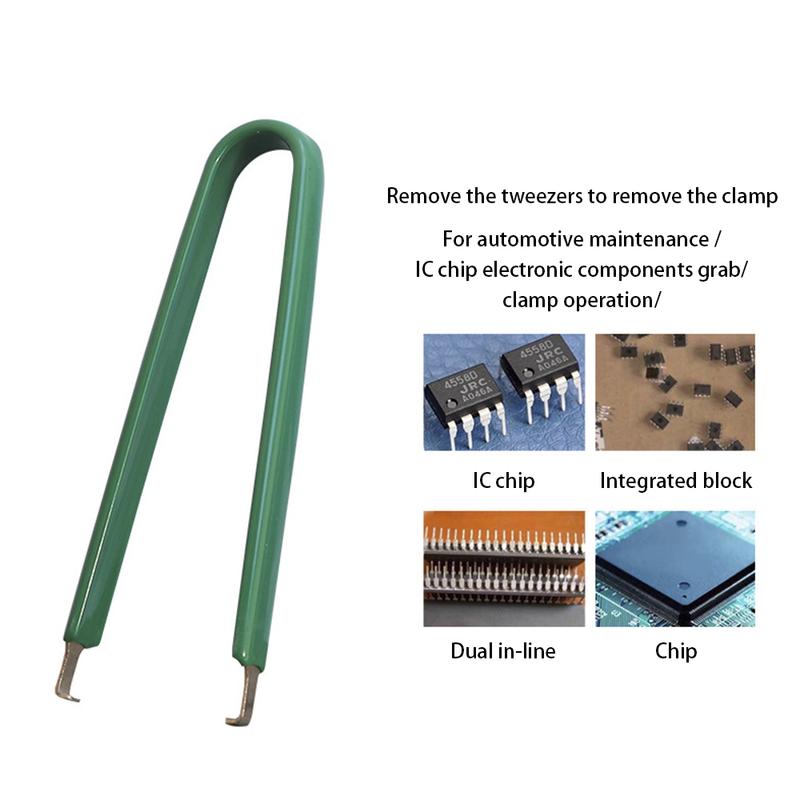 1Pc Black/Green ertion Extraction Tweezers Clip Puller,IC Chip Extraction Machine Fixture,U-Shaped IC Chip Extraction Tool