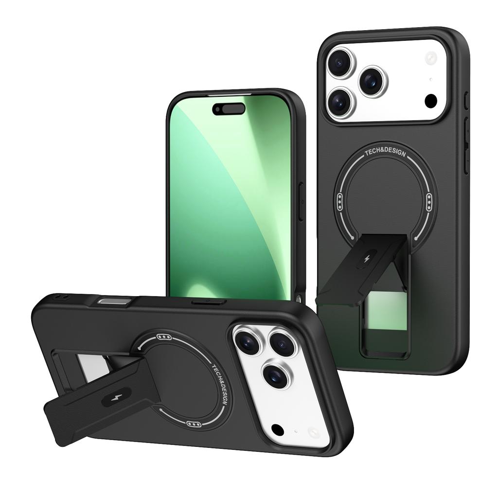 Magnetic Suction Phone Case for Apple iPhone 17 Pro Max Air 17E Skin Feel Foldable Stand Internal Flocking Shockproof Back Cover