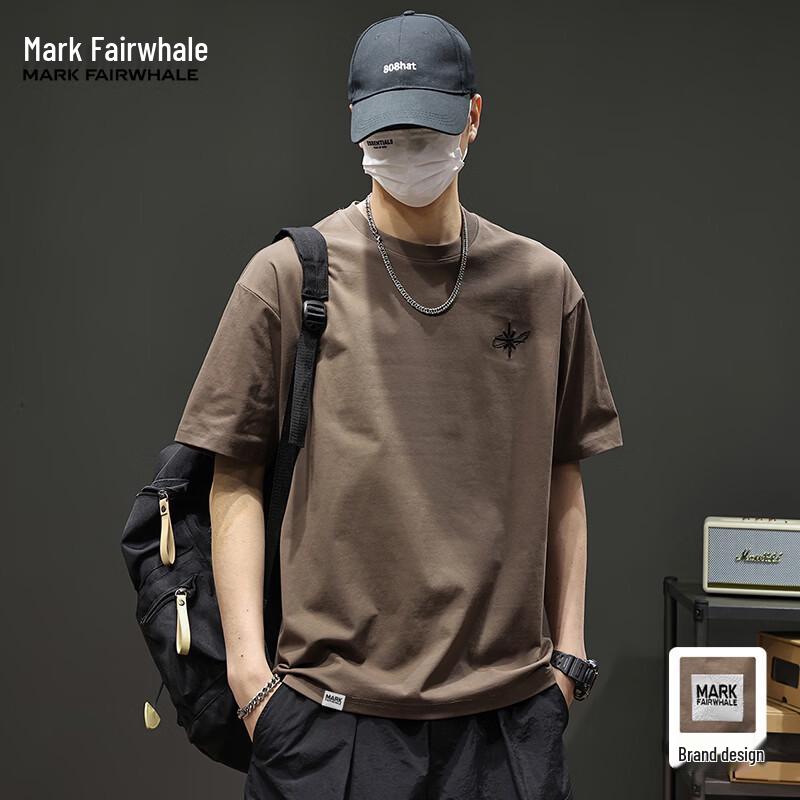 Mark Fairwhale Men's Letter Embroidery Ice Silk Short Sleeve T-Shirt