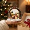 Indoor Winter Wonderland Ornaments Christmas Wooden Tabletop Decor with Warm LED Lights 2D Printed Snow Village Scene Tree Figurines Santa