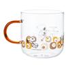 PEANUTS Snoopy Woodstock Glass Colored Cube Made In 608141 & Heat-Resistant Mug, Approx. 400ml, Microwave-Safe, Handle, Brown, Shape, Japan,