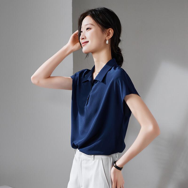 

SOFSIL Women s Mulberry Silk Short Sleeve Turn-down Collar Blouse XL