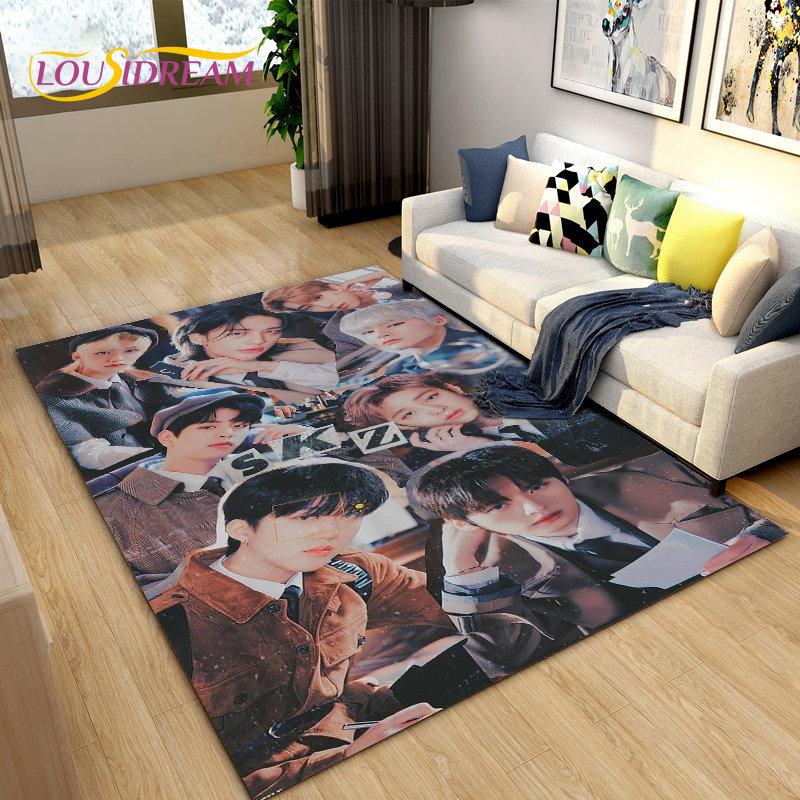 Kpop Singer Stray Kids Area Rug Large,Carpet Rug for Living Room Bedroom Sofa Doormat Decoration, Kids Play Non-slip Floor Mat