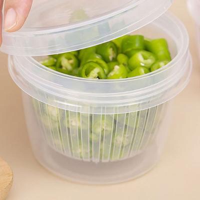 Kitchen Refrigerator Storage Box Fresh-Keeping Box Vegetable Food Basket Drain Sealed Crisper Double-Layer Round