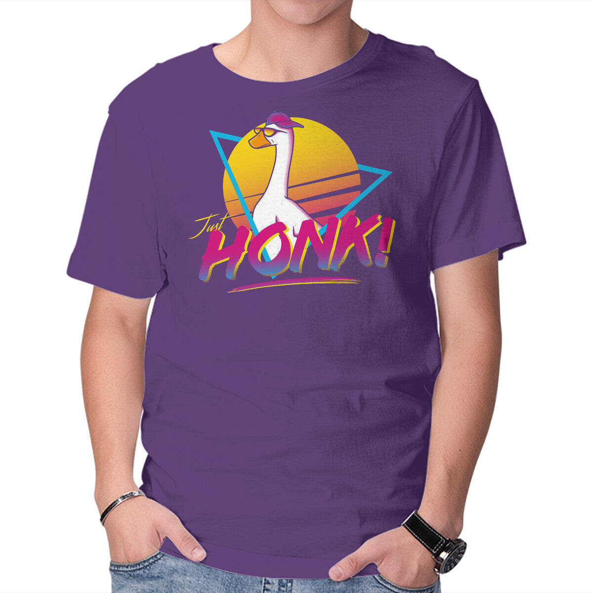 Unisex Crew Neck T-Shirt Goose-Wave Graphic Short Sleeve Casual Tee XS