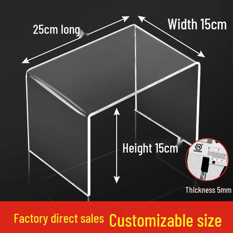 Acrylic U-Shaped Shelf Display Stand with Layered Dividers for Figures, Blind Boxes, Bags, and Cosmetics.