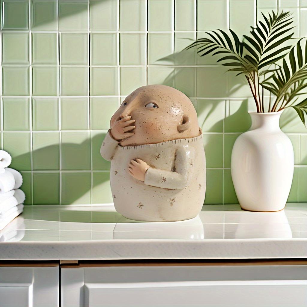 New Vulgar Resin Sculpture Funny Boy Girl Pinching Nose Statue Bathroom Decor Couple Gift