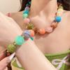 Bohemian Style Resin Choker Necklace Multi-color Acrylic Bracelet Set Beaded Jewelry Set  for Women