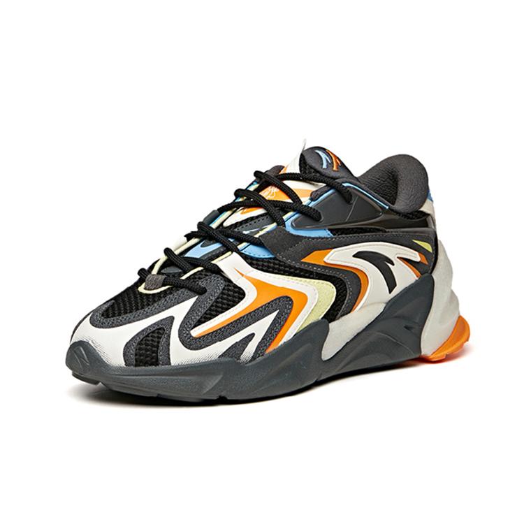 Anta Pulse Cushioning Slip Resistant Abrasion Resistant Low top Chunky Sneakers Men's Black Gray 912048851-1