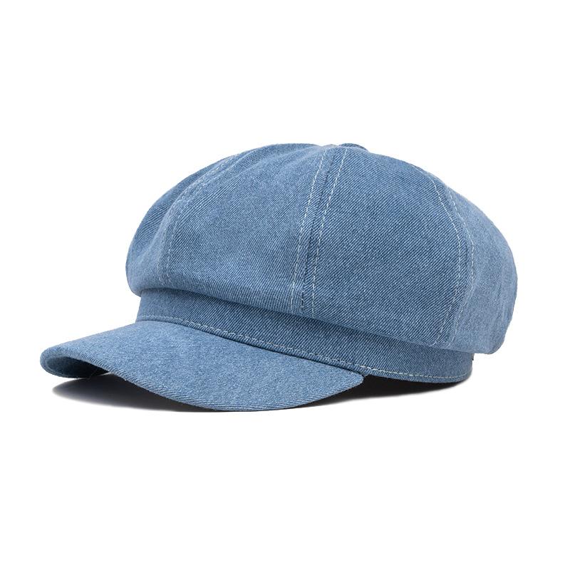 

Джинсовая восьмиугольная кепка осень-зима женская берет кепка художника шляпа от солнца кепка с козырьком светло-синий