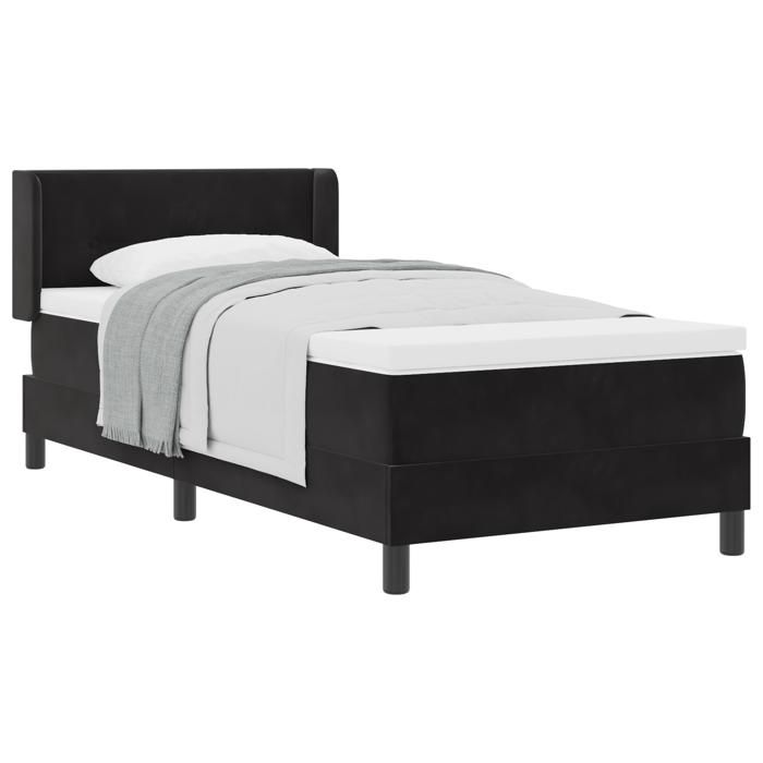 VidaXL Lit avec sommier à ressorts et matelas Noir 90x200 cm Velours 3341452