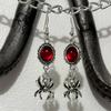 Gothic Punk Red Crystal Spider Earrings for Fun Parties