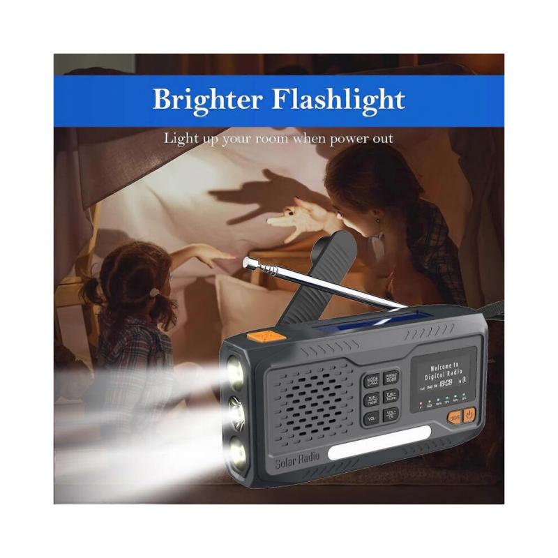 Rádio DAB Externo Alto-falante Power Bank Rádio de Emergência com Manivela Alimentado por Energia Solar WR-6B