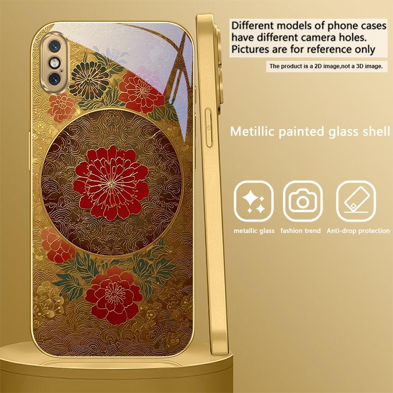 The Auspicious Meaning For IPhone 17Pro Max 16 17 Pro 15 P Ro 14 13 Plus 12 Mini 11Pro Max XR 16E 17 Air Golden Glass Phone Case