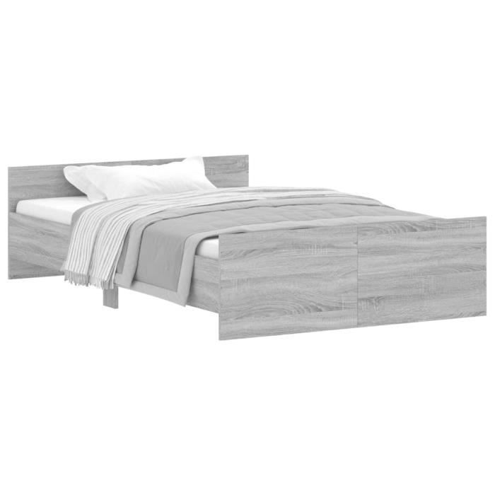 VidaXL Cadre de lit tête de lit et pied de lit gris sonoma 120x200 cm 3203745