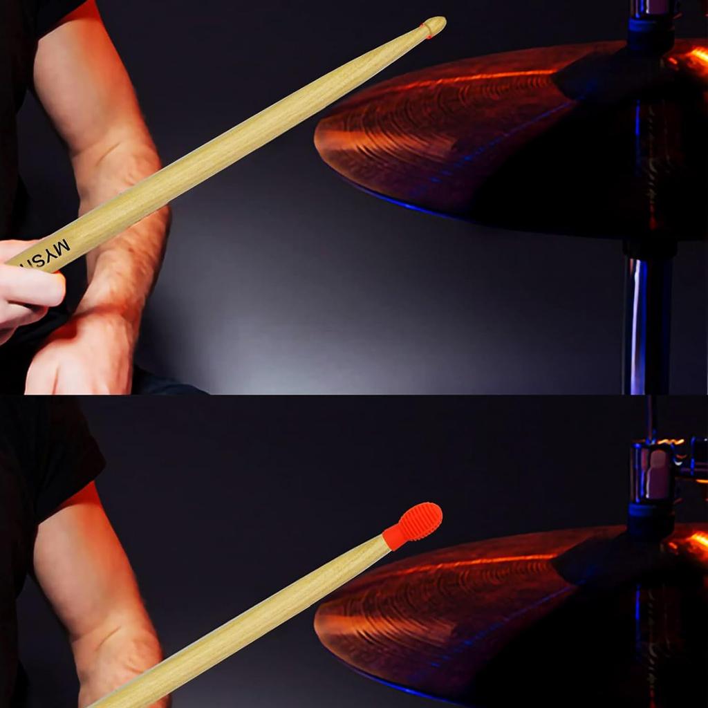 Roczential Drumstick Tip Drumstick Mute Damper Tip Silicone Drumstick Silencer Tip Protective Caps for Beginners 4-Piece Covers, Supporters, (Orange)