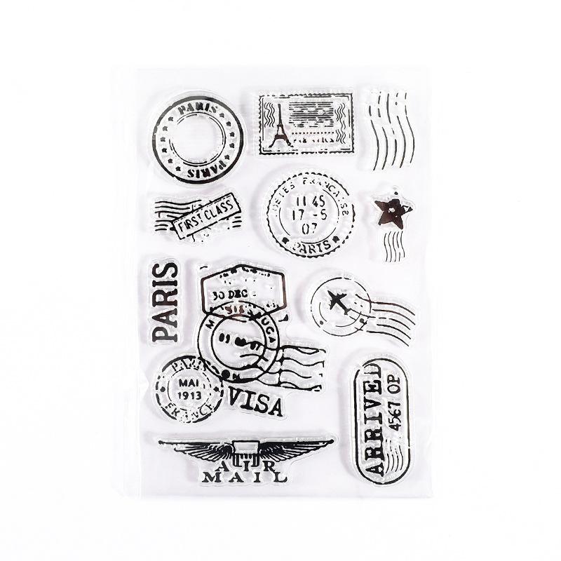 Vintage Clear Silicone Stamps, Letters Numbers Plants Landscape Postmark, Journal Diary Collage Decor Stamps