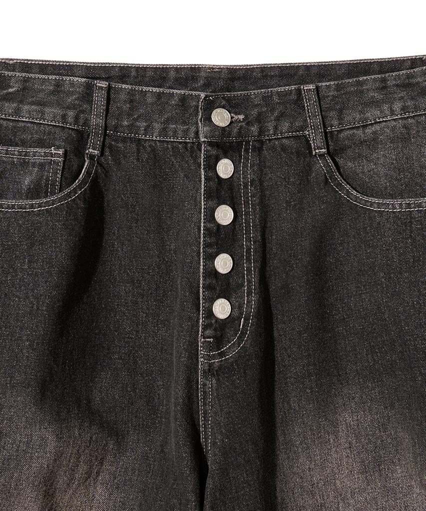 Gakkai Unions Button Flap Dart Balloon Denim Pants Black