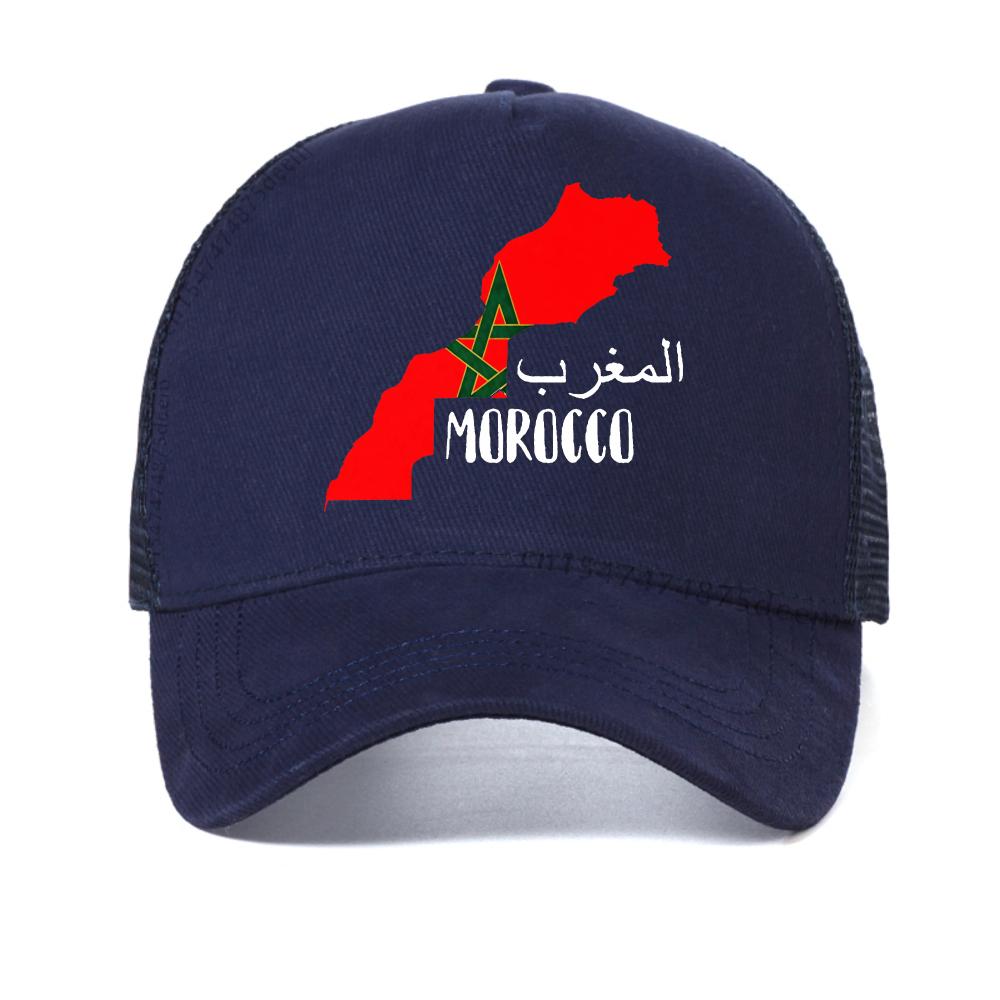 

Morocco Map Flag Graphic baseball cap Men Moroccan Men s Printed caps fashion summer Breathable sun hats mesh adjustable hat Adjustable темно-синього кольору