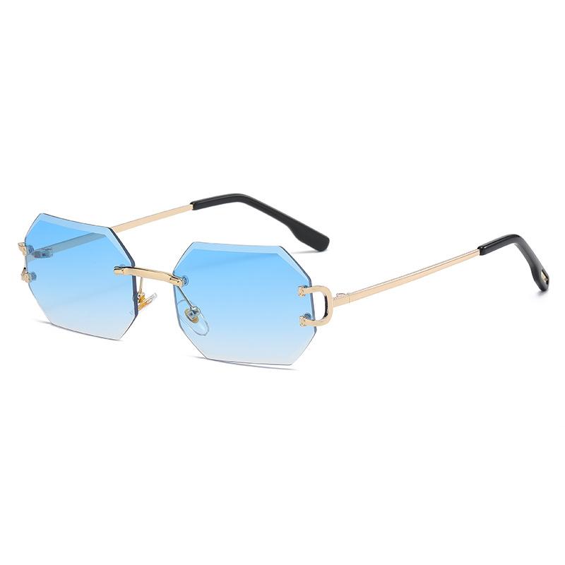 9205 Octagon Frameless Trimmed Sunglasses Women'S Street Shooting Trendy Sunglasses
