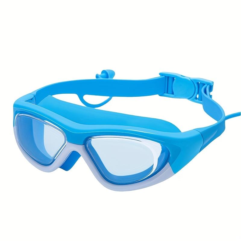 Youth Swimming Goggles with Earplugs, Waterproof and Anti Fog Silicone Seal Suitable for Beach and Swimming