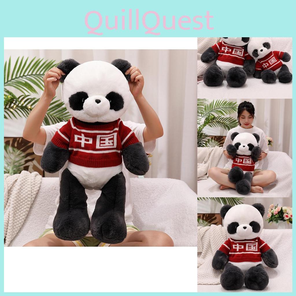 Entzückende China Panda Plüschtier Puppe Weich Kuschelig Stofftier Kissen Mit Pullover
