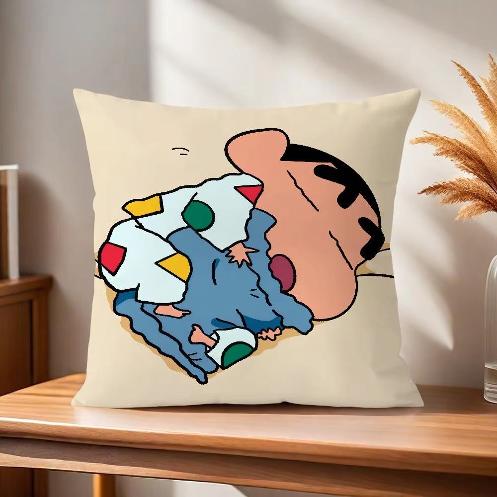 Kawaii Cute Crayon Shin-chan Pillow Cover Decorative Home Double-sided Print Square Pillow Bedroom Room Decoration Pillowcase
