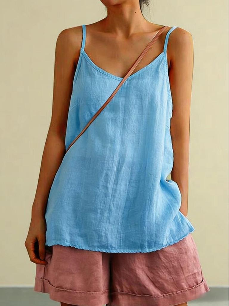 2025 Damen Sommer Baumwolle Leinen Ärmelloses Tanktop - Lockere Passform, Basic & Vielseitiger Stil