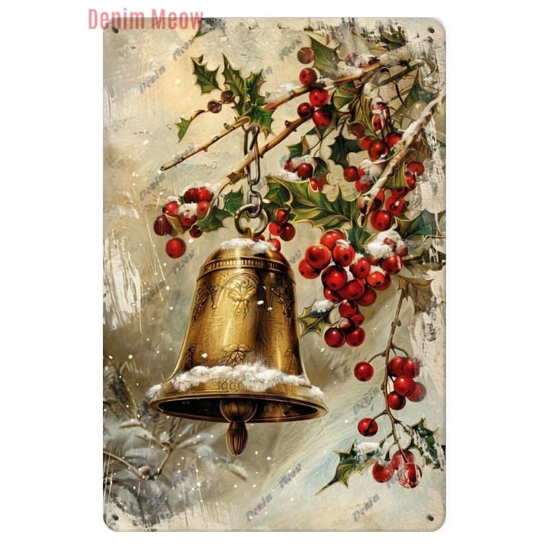 Vintage Merry Christmas Metal Tin Sign, Retro What A Wonderful World Girl, Wall Poster Jingling Bell, Home Decoration, WY297