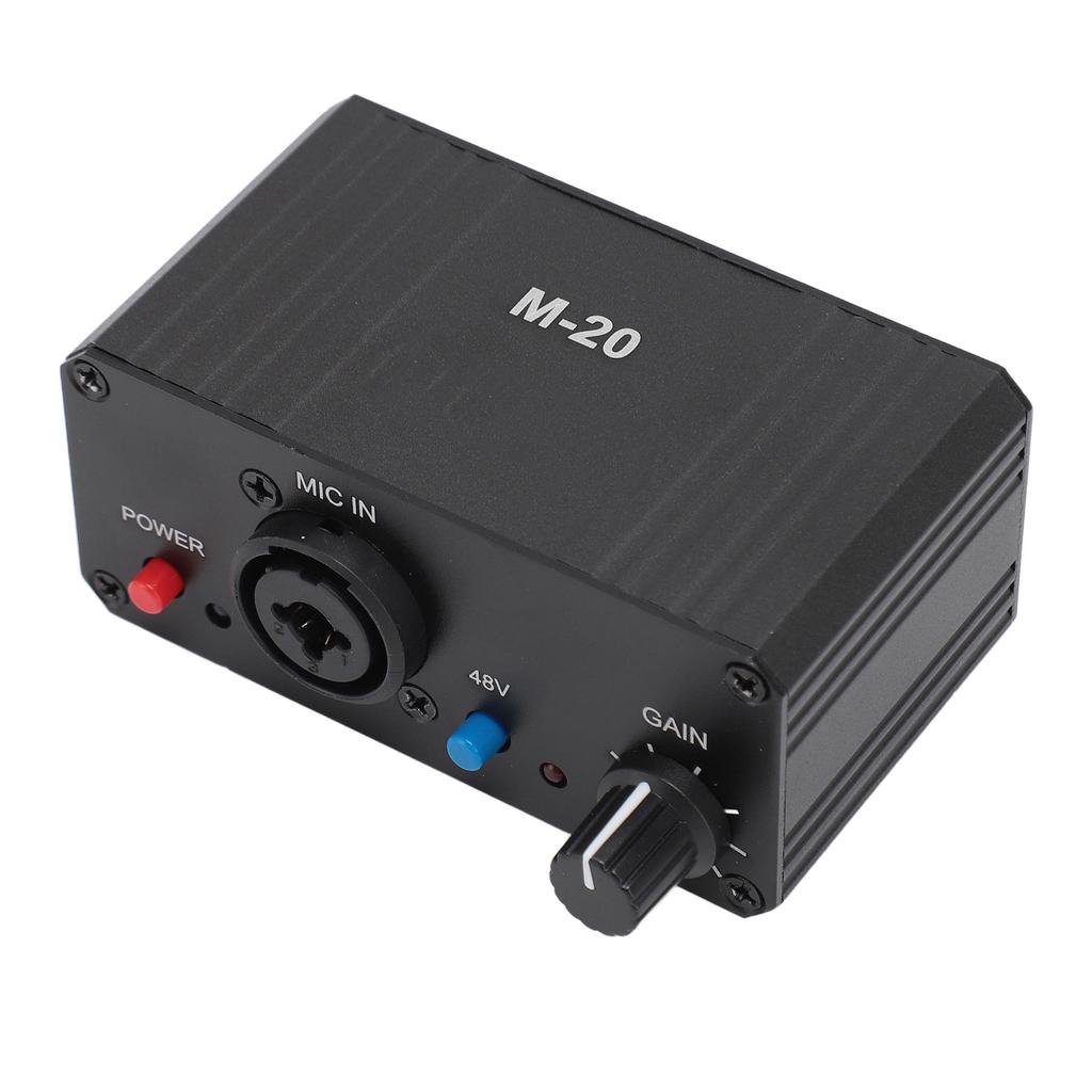 Microphone Preamp High Gain 48V Phantom Power XLR Output Mic Preamplifier for Dynamic and Condenser Microphones Booster