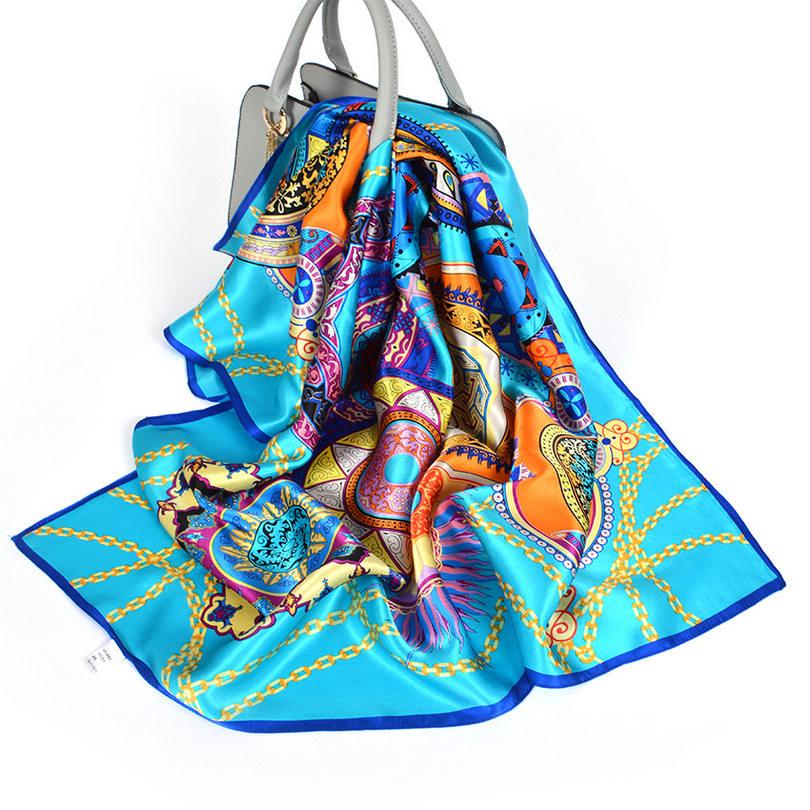 [BYSIFA] Cartoon Cat White Scarves Fashion Brand 100% Silk Scarf Shawl Printed Fall Winter Top Grade Women Scarves Wraps 88*88cm