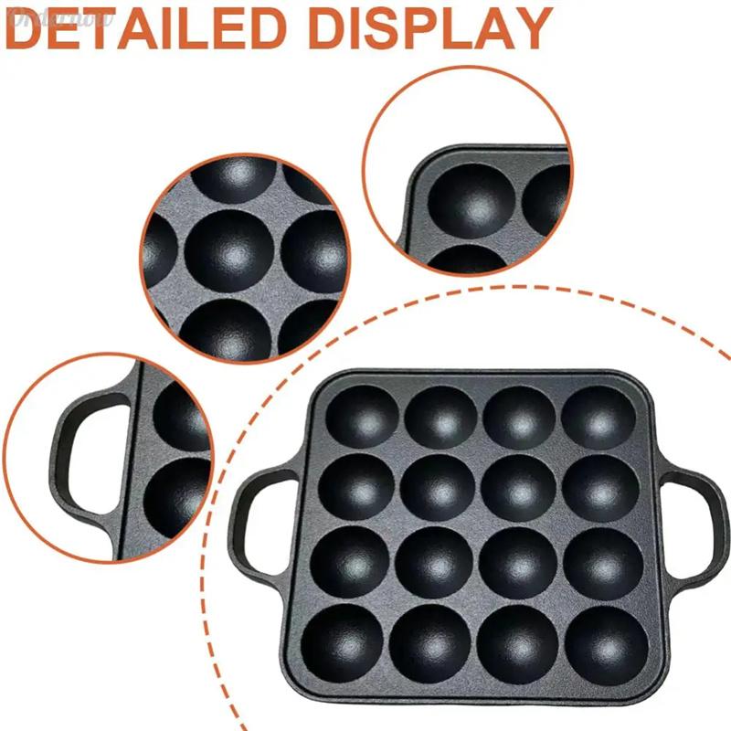 16 Hole Cast Iron Takoyaki Grill Pan Non-Stick Takoyaki Maker Octopus Ball Pancake Maker Kitchen Cookware Kitchenware