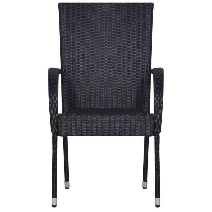 Ensemble jardin - MAISON EXCLUSIVE - 5 pcs - Noir - Table acacia huilée - Chaises empilables