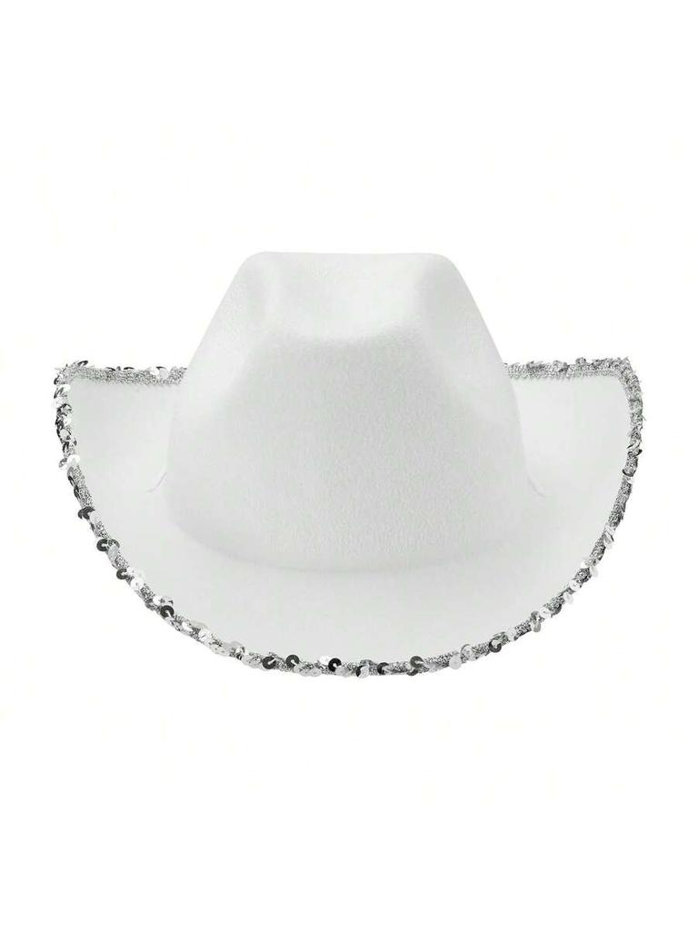 Pink Felt Cowboy Hat With Rhinestone Trim For Women Summer Wide Brim Western Fedora