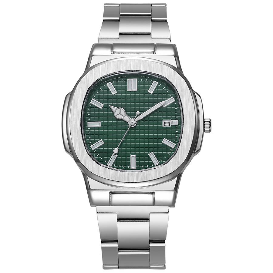 2026 Men's Quartz Watch: Steel Band, Square Calendar, Cross-Border Hot Fashion.
