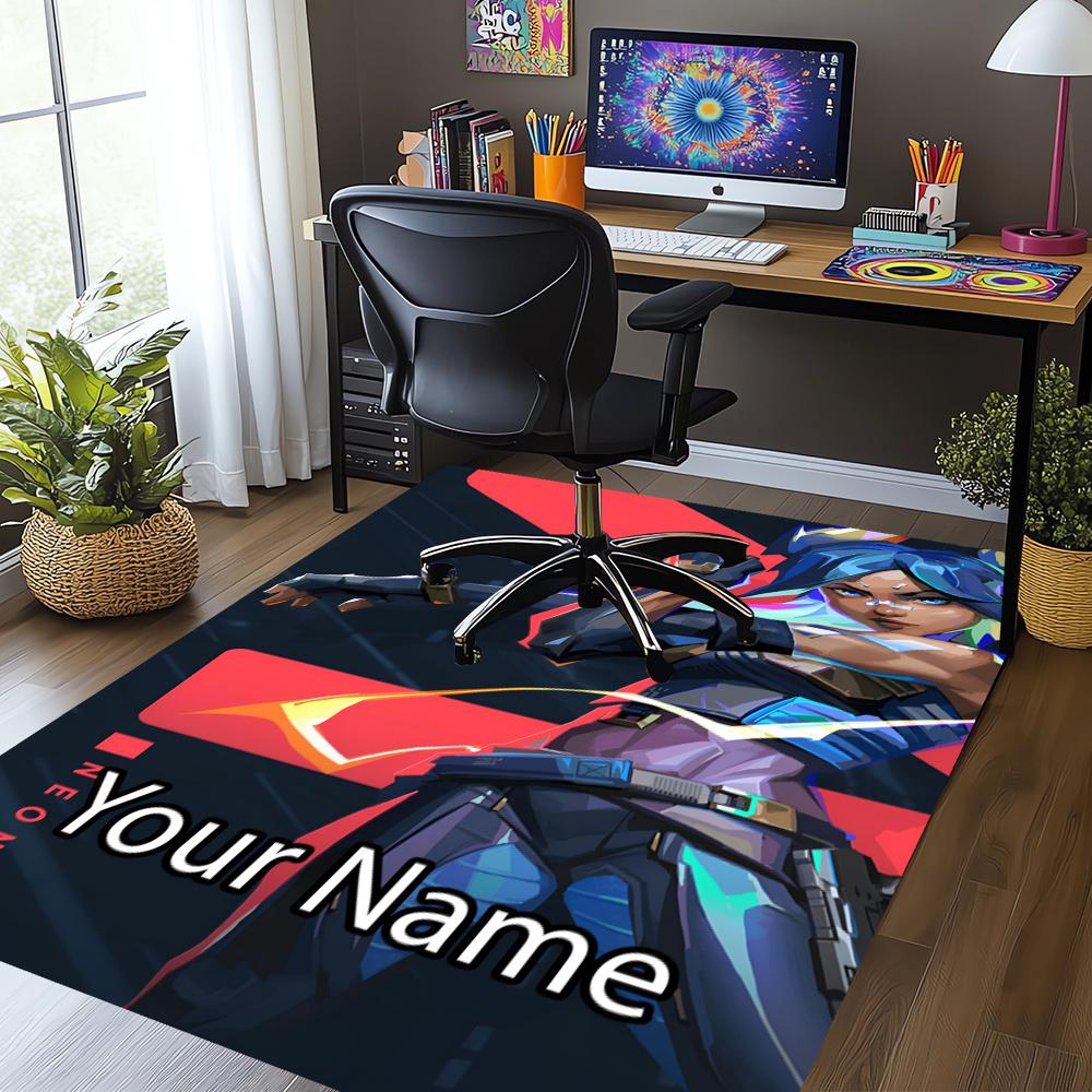 Custom Name Valorant Printed Carpet, Rug for Office Chair Living Room Bedroom Kitchen Room Decor Gifts.