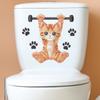 Fitness Kitten Toilet Seat Sticker Bathroom Decor Playful Removable Self-Adhesive Decal