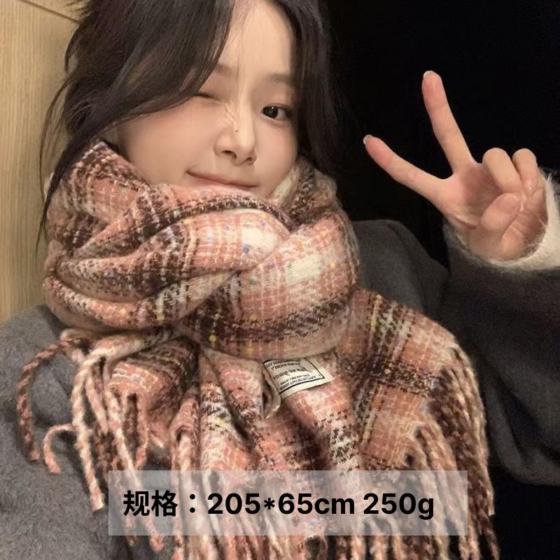 65 * 200cm Autumn And Winter New Women'S Versatile Simple Large Tassel Imitation Cashmere Double Sided Scarf For Warmth And Atmosphere, Shawl