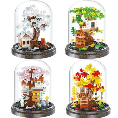 DIY Aranjament Floral Patru Anotimpuri Husă de Praf Cherry Dream Casă în Copac Plante de Grădină Model Blocuri de Construcție Seturi pentru Copii Jucării