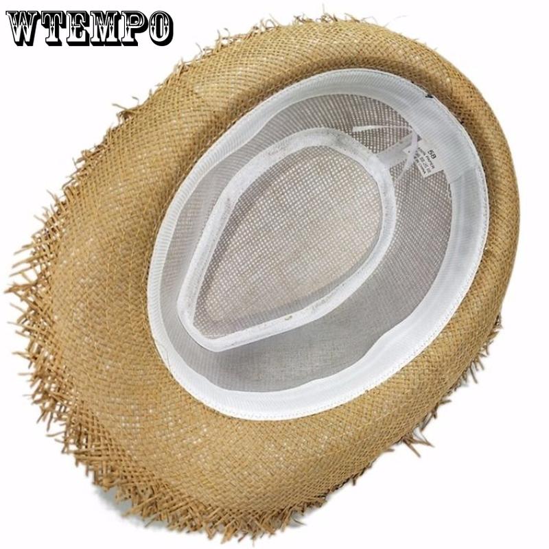 WTEMPO Summer Unisex Breathable Sunscreen Hats Vintage Hand-woven Straw Hats Solid Color Casual Formal Hats