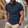 New Men's Casual POLO Shirt Ribbed Lapel Fashion Buttons Business Solid Colour Versatile T-shirt Tops