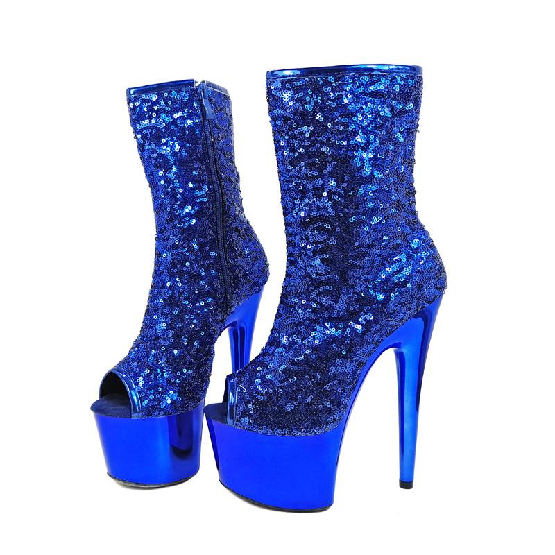 2025 new blue autumn boots car model shoes sandals super high heel short tube low