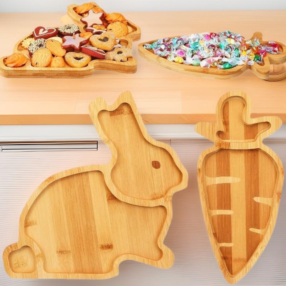 Rustic Style Wooden Serving Platter Rabbit Easter Rabbit Candy Plates  Tea Snacks