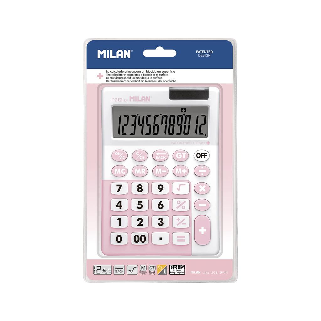 Milan 10 Digit Big Key Antibacterial Calculator Antibacterial Pink MLN151812IBGPBL