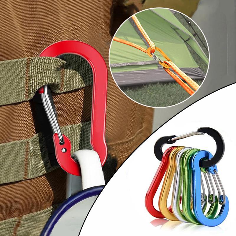 

5pcs Carabiner Clip Aluminum Alloy Keychain Lock Buckle Snap D-Ring Clip Outdoor Backpack Camping Multi Tool Fishing Hiking Hook black,1pc