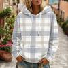 Women's Plaid Print Hooded Sweatshirt with Pockets And, Long Sleeve Casual Top