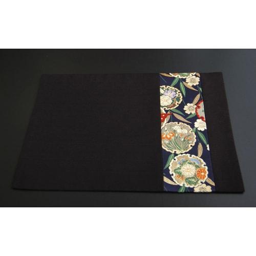Japanese-style Tea Mat with Gold Brocade Pattern, Obi-style Design (Aoi)
