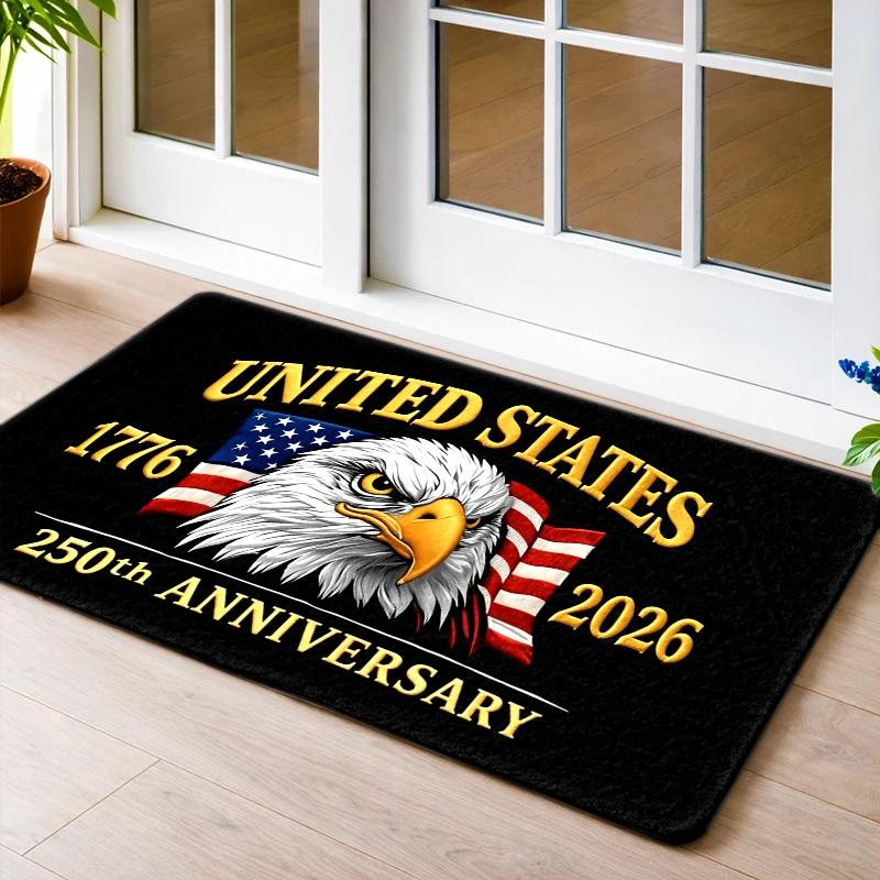 

VIKAMA US 250th Anniversary Bald Eagle Doormat, Non-Slip Washable Entryway Rug, Patriotic American Flag Print Floor Mat for Fron 40cm x 60cm